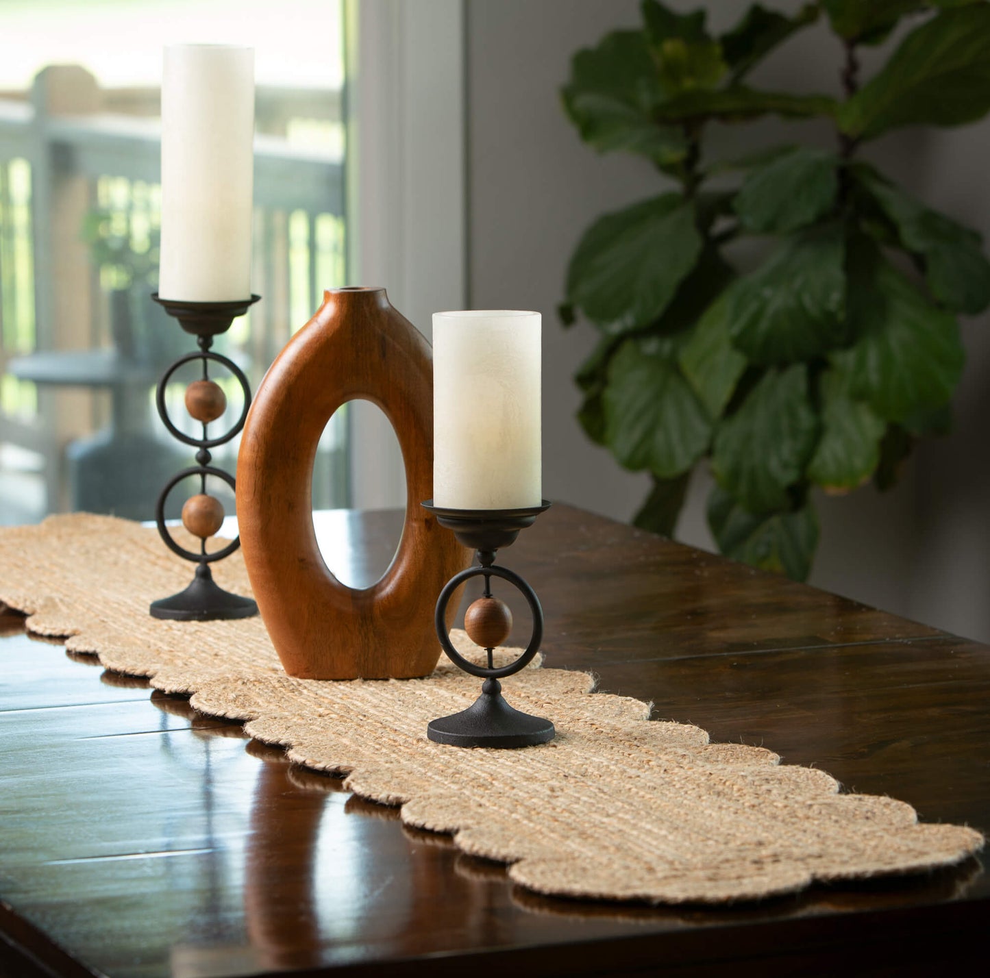MODERN WOOD RING Candle Stick Holder