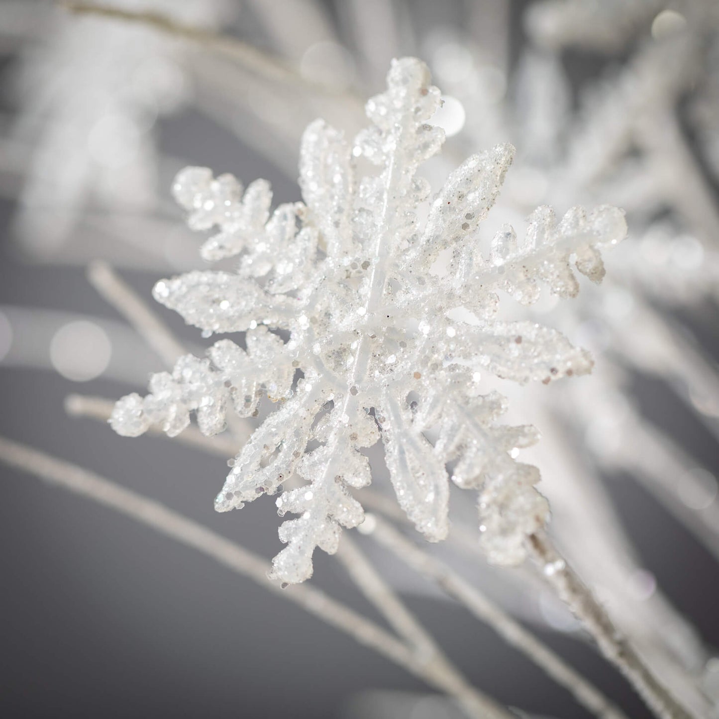 Glittered Snowflake Spray | White