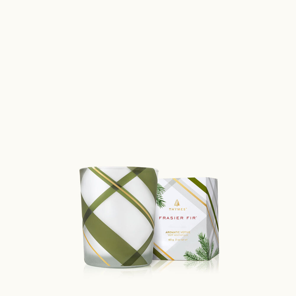 Thymes Votive Candle 2 oz | Frasier Fir | Frosted Plaid