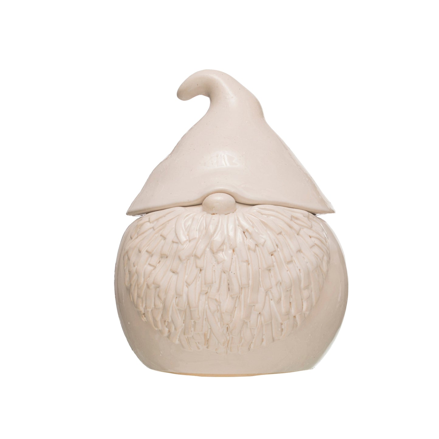 Stoneware Gnome Kitchen Jar w/ Lid | White