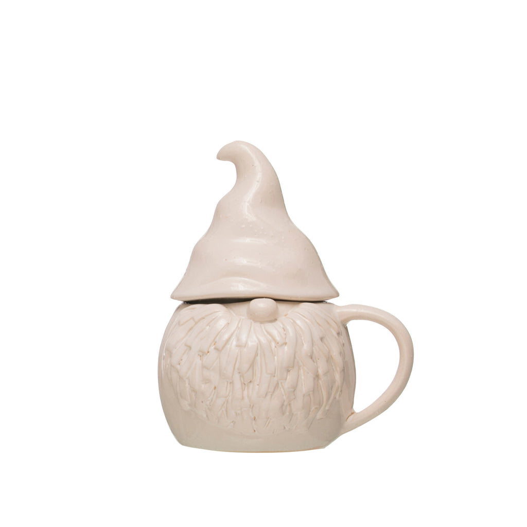 Stoneware Gnome Covered Mug | White