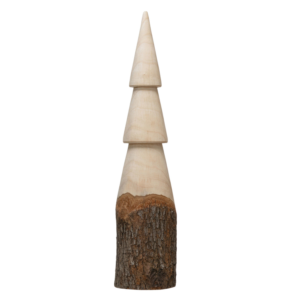 Carved Wood Tree w/ Bark Base | Large