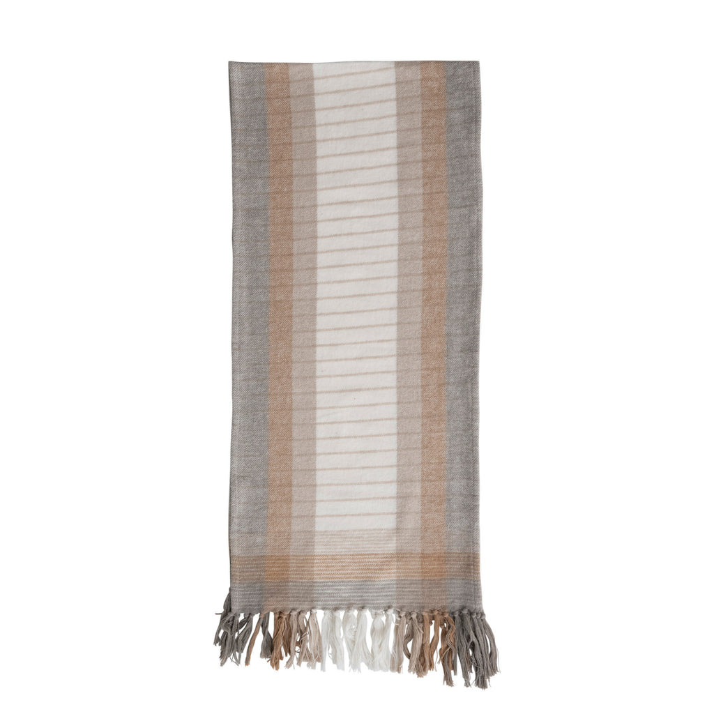 Cotton Flannel Table Runner w/ Fringe | 14