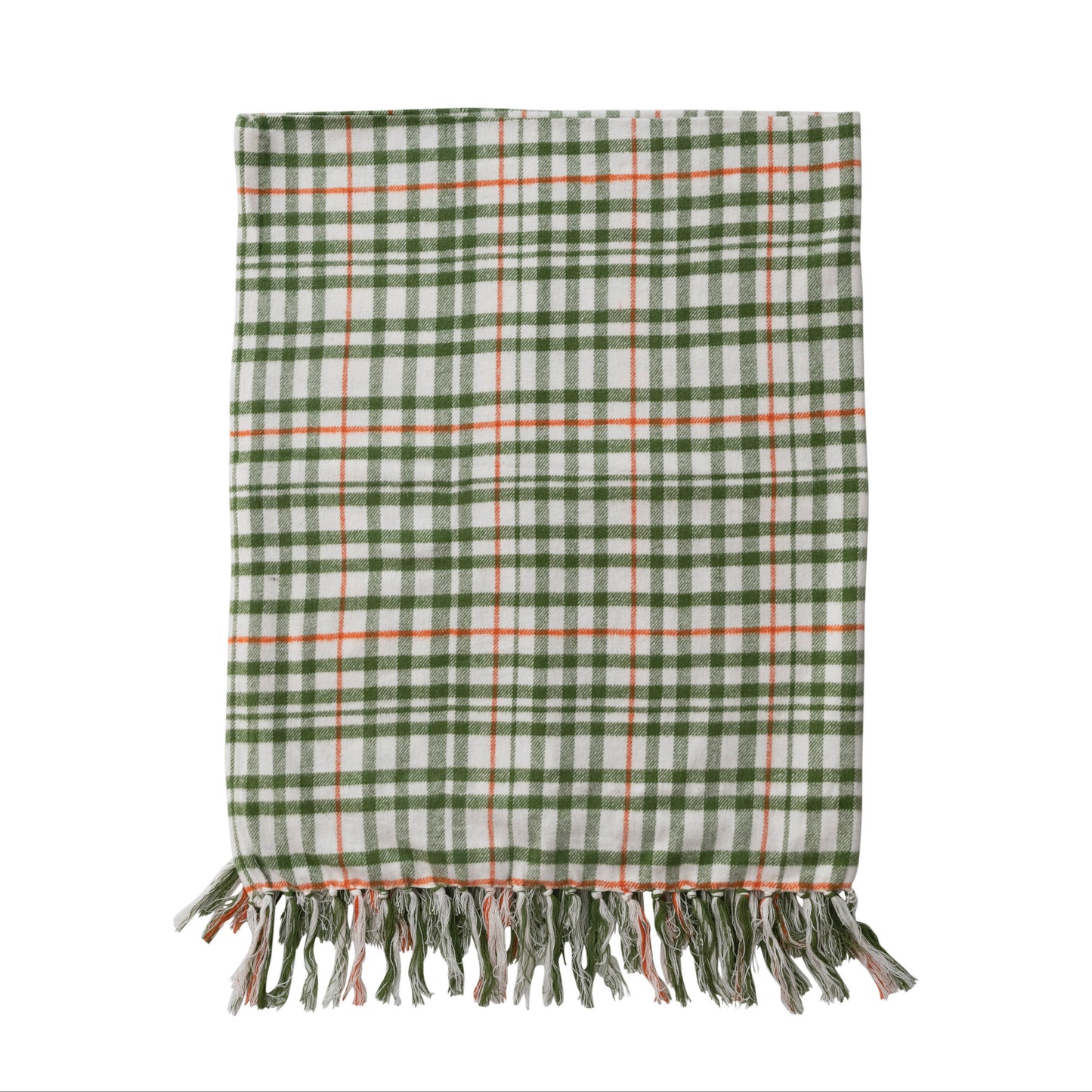 Cotton Flannel Throw w/ Fringe | 60"L x 50"W | Sienna