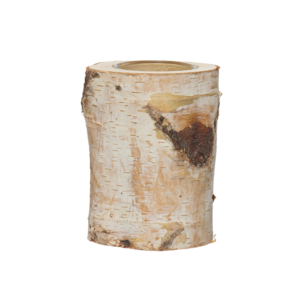 Birch Bark Votive Holder w/ Glass Insert | 4