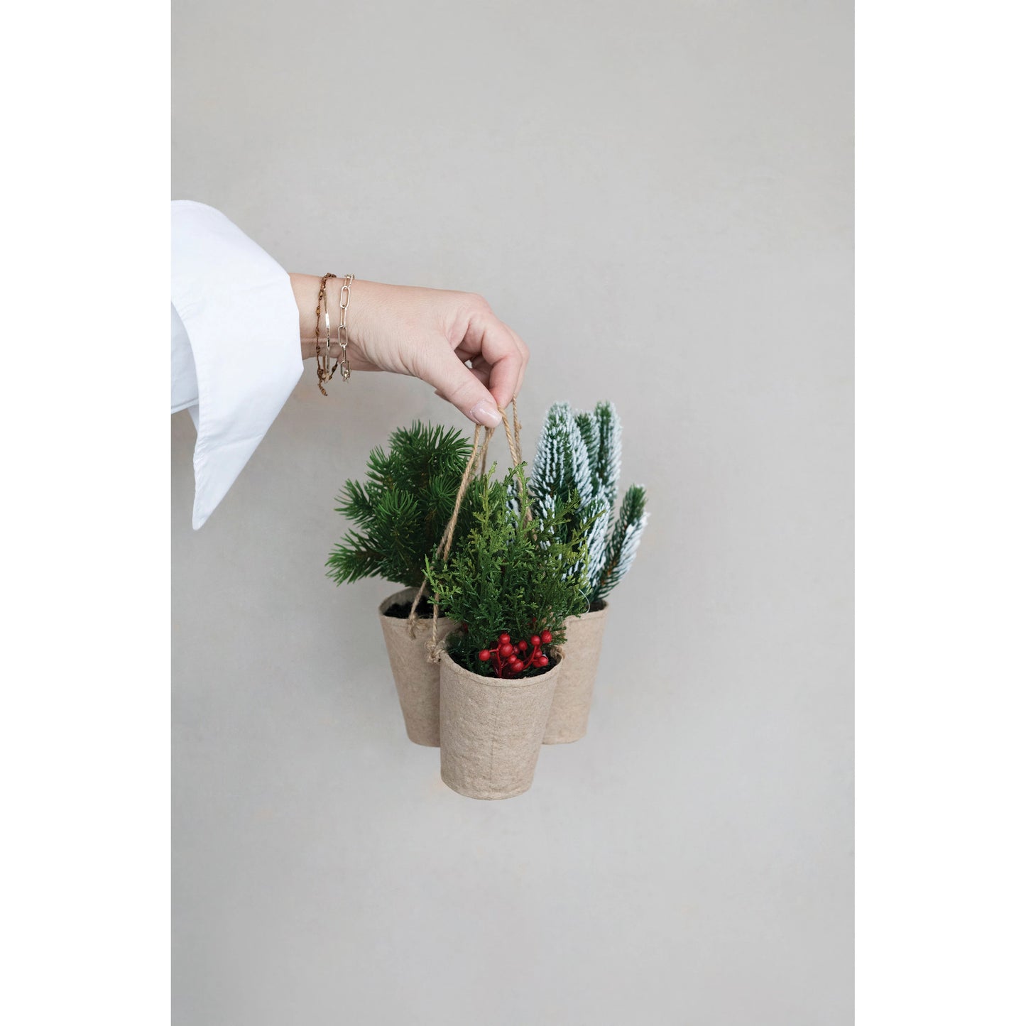 Faux Greenery in Paper Pots | Set of 3