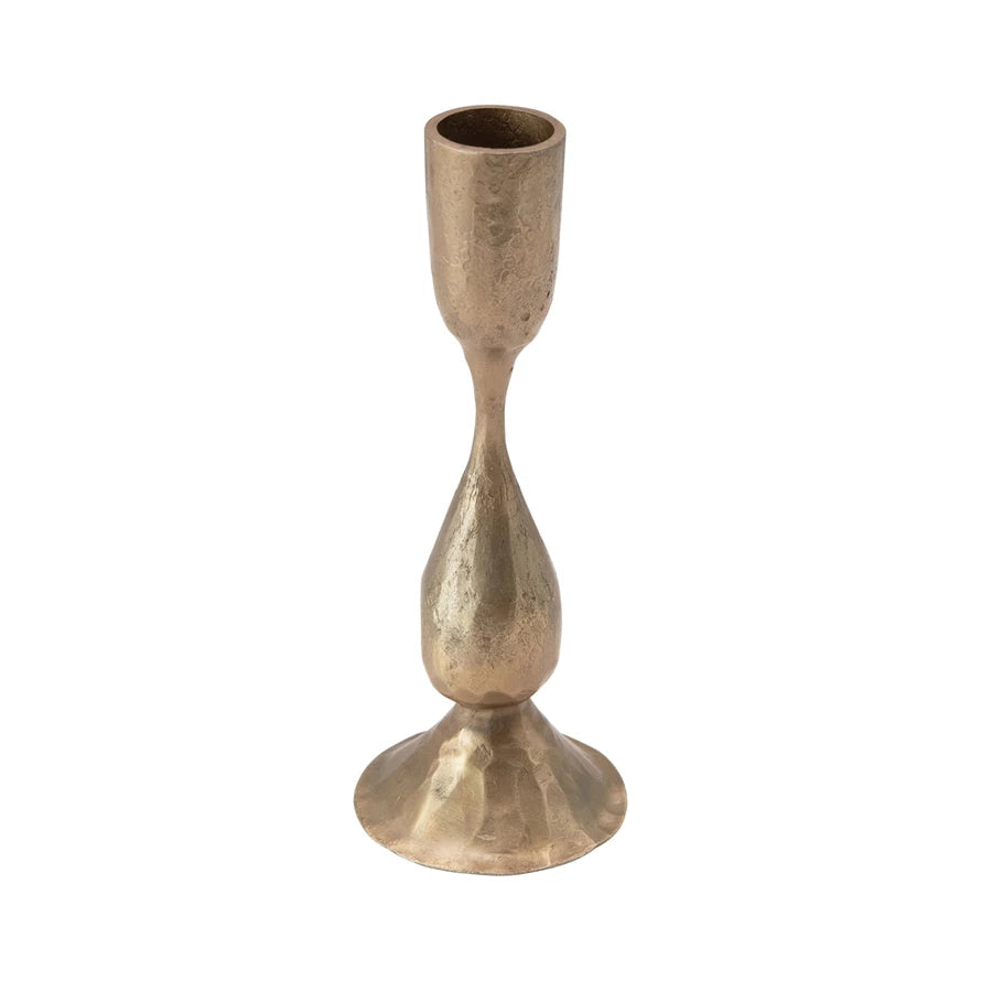Hand-Forged Metal Taper Holder | 6.5"H | Antique Brass Finish