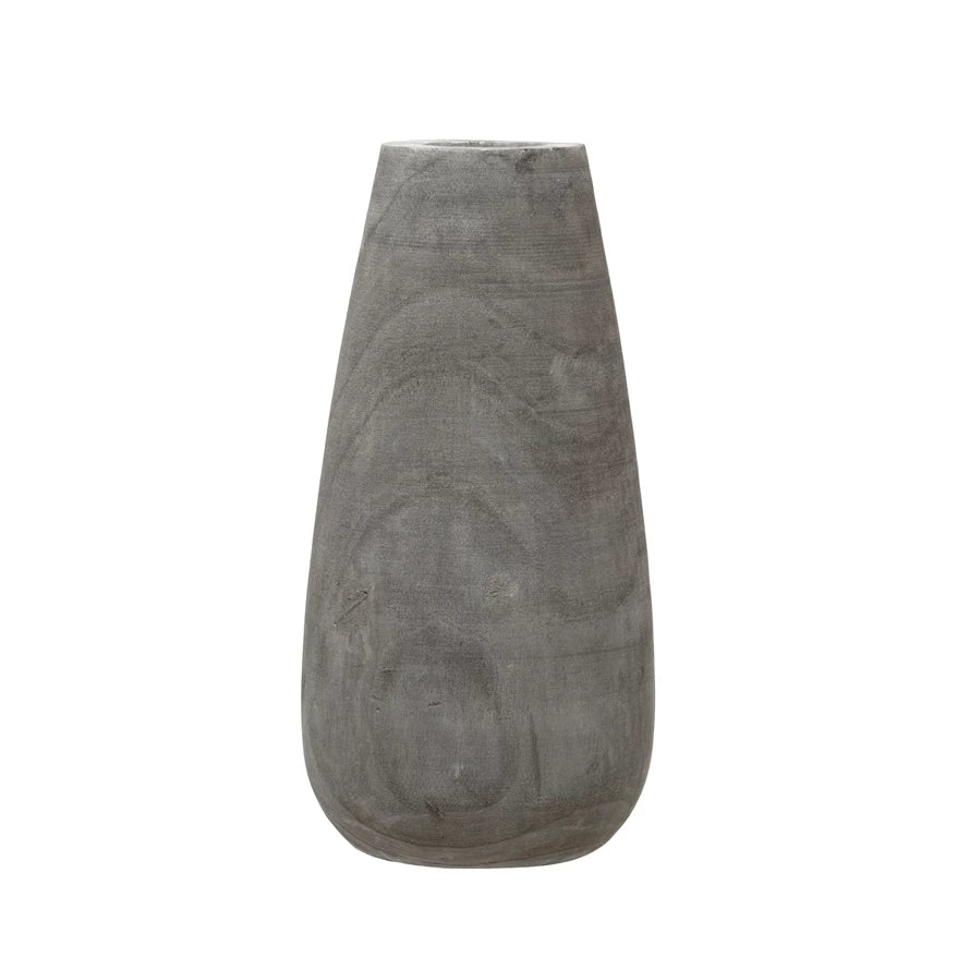 Paulownia Wood Vase | 15"H | Grey Wash