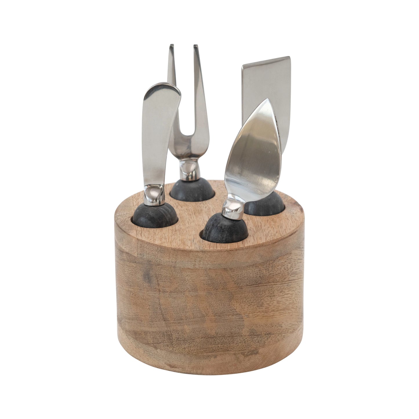 Cheese Servers w/ Wood Stand | Set of 5