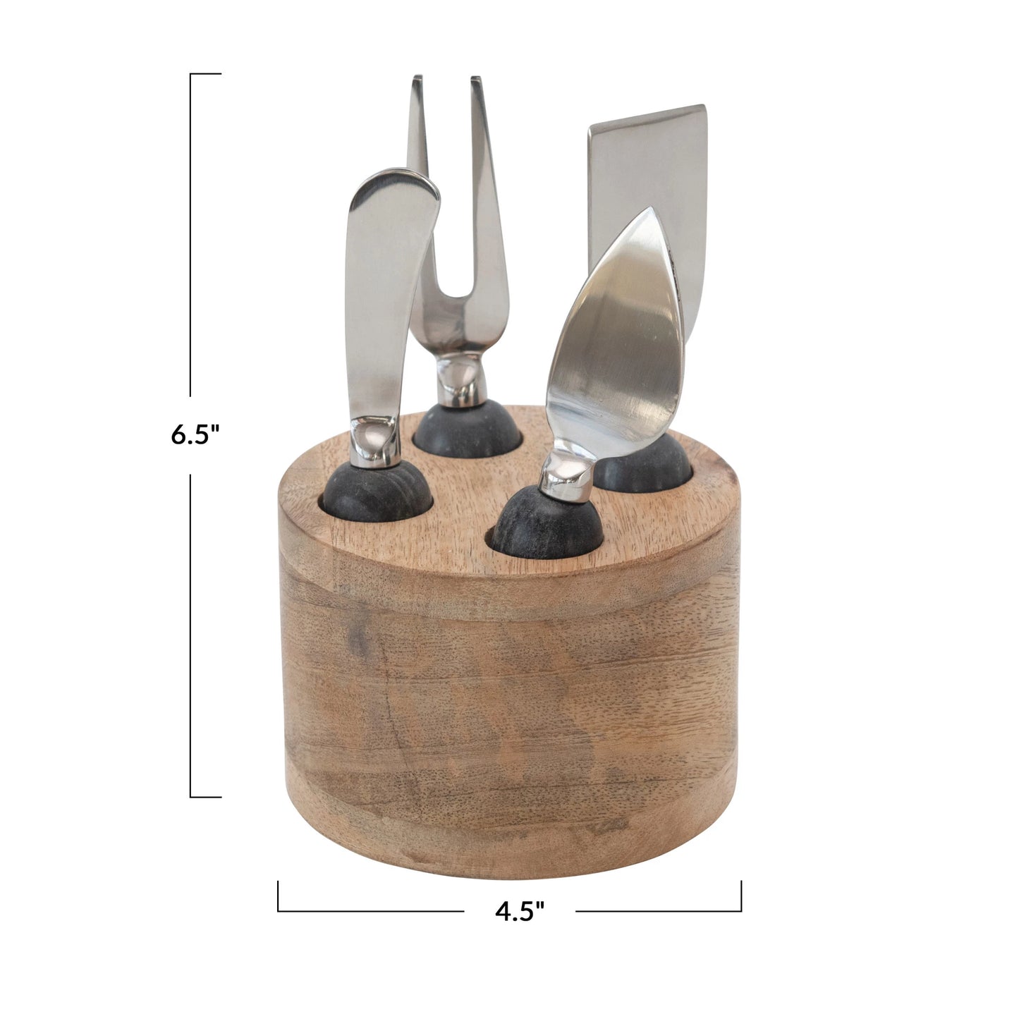 Cheese Servers w/ Wood Stand | Set of 5
