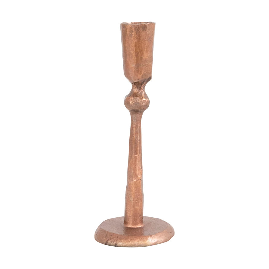 Hand-Forged Iron Taper Holder | 7"H | Antique Copper Finish