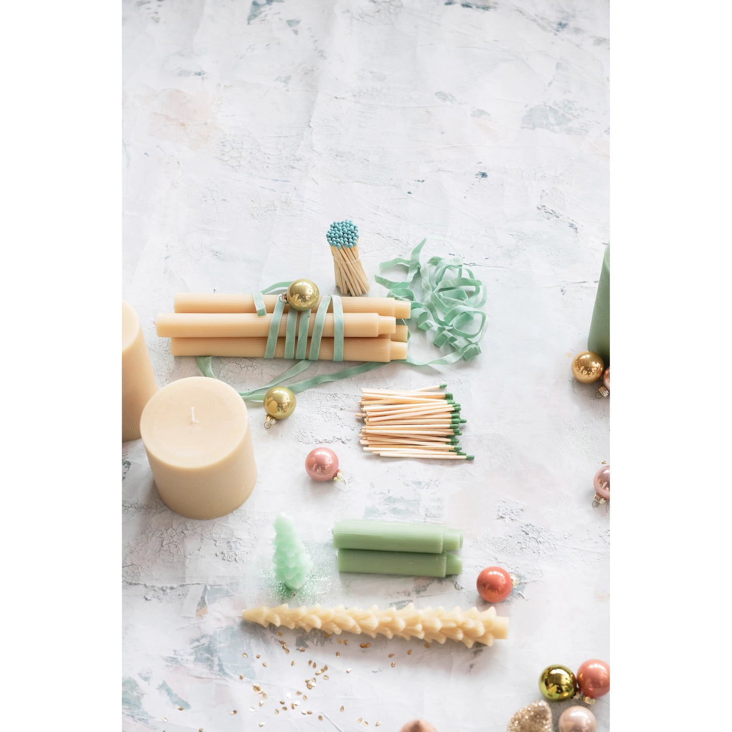 Unscented Tree Shaped Taper Candles | 5"H | Set of 2 | Eggnog